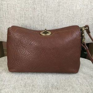 Coach Pebbled Brown Wristlet